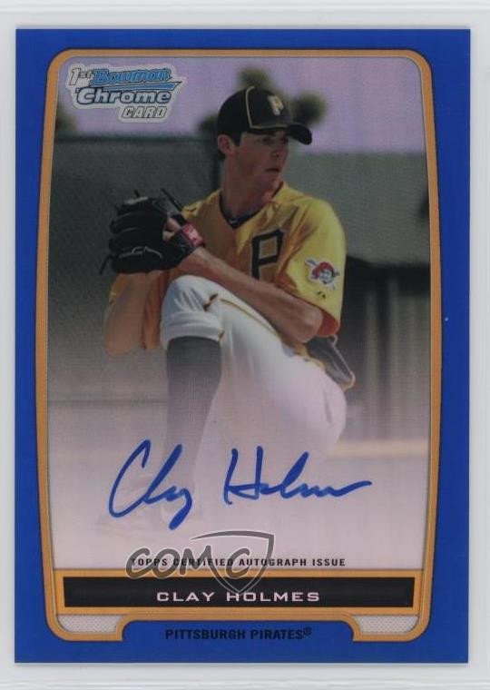 2012 Bowman Chrome Prospects Blue Refractor 129/150 Clay Holmes #BCP77 Auto 0l44