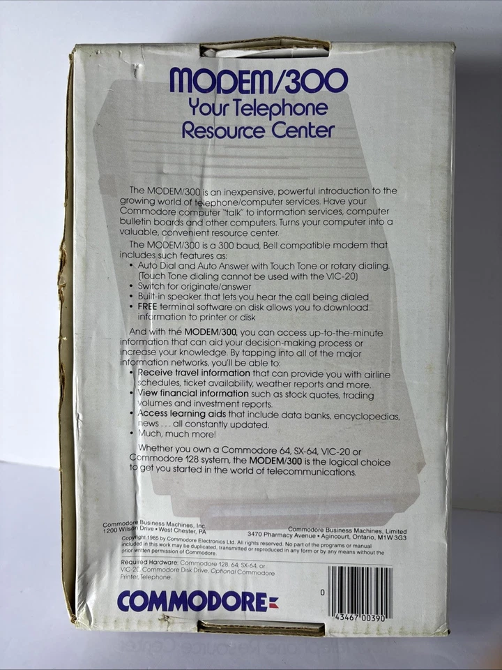 Vintage Commodore 1660 Modem 300 C64 W/Manual, Box and Cable - Image 2 of 4