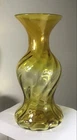 VINTAGE BLENKO GLASS VASE OPTIC TWIST 6810 JOEL MYERS LEMON YELLOW 11.25"