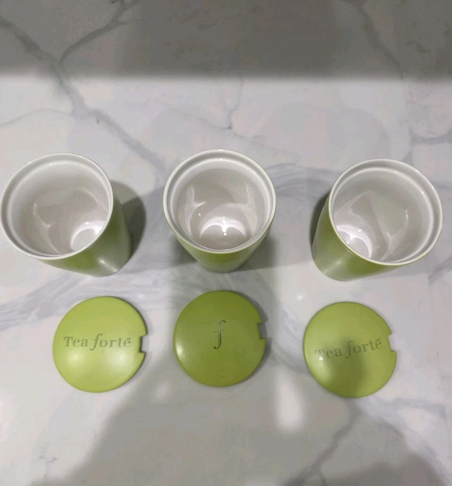 Taza de viaje de porcelana Tea Forte con tapa - (sin infusor de té) verde 12 oz. Juego de 3 Foto 4 de 4