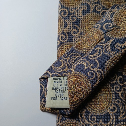 Vtg Gap Jacquard 100% Silk Neck Tie Mens Medallion Blue Gold Wide USA - Picture 2 of 4