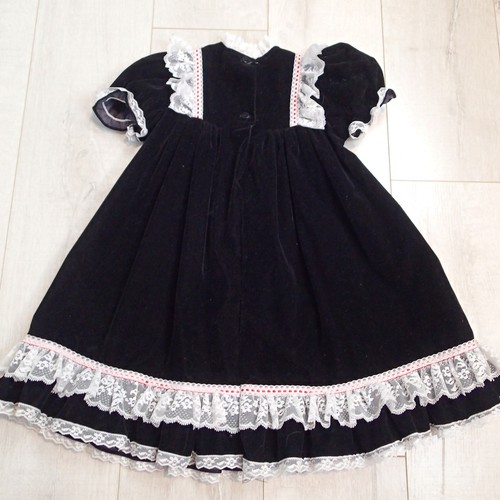 Vintage Hugs and Kisses black white lace Velvet Girls Dress 6x - Picture 13 of 14