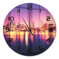 Runde Wanduhr Als Glasuhr Aus Glas Manhattan New York Schwarze Zeiger Fi60 Cm