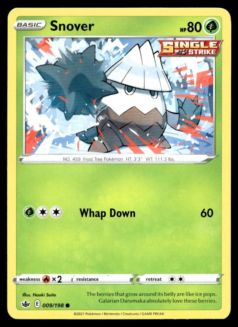 Snover 9/198 Pokemon Card Chilling Reign Common 80 HP Near Mint TT