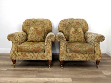 ARMCHAIRS Pair Parker Knoll Westbury Chairs Gold Floral Fabric FREE DELIVERY