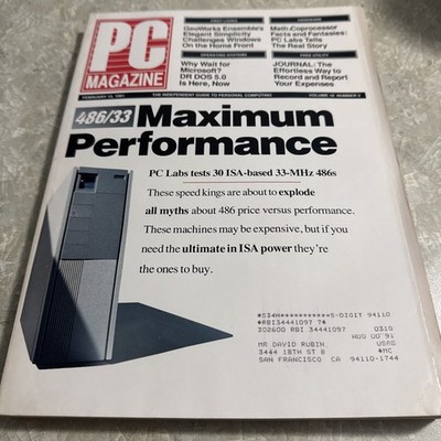 PC Magazine February 12, 1991 33-MHz 486 Issue- Acma, Blue Star, Club Hawk, Dyna