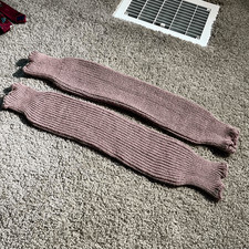 VTG Knit Leg Warmers Latte Tan Slouchy Ribbed Ballet Cozy