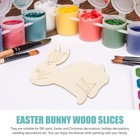 20pcs Easter Party Decorative Wooden Bunny Chips Wood Rabbit Chips with Ropes