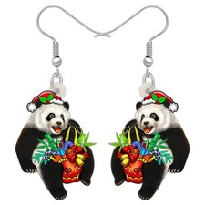 Acrylic Christmas Cute Panda Bear Earrings Drop Dangle Animal Jewelry for Women