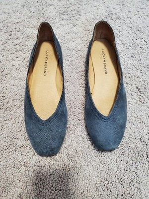 Lucky Brand Blue Leather Ballet Flats Size 7.5 Alba Style