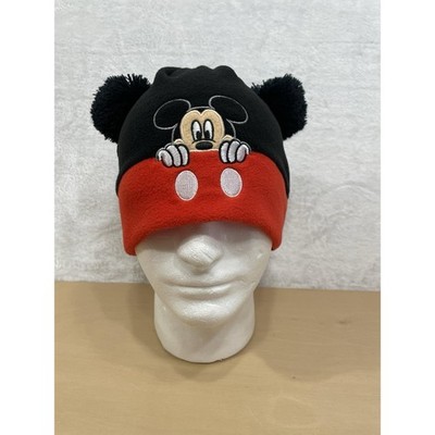 Disney Mickey Mouse Toddler Beanie Hat 2-3Y (49-53cm) Pom Ears Red/Black