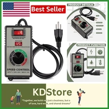 AC Motor Speed Controller 120V 15A with Overload Protection & Digital Display