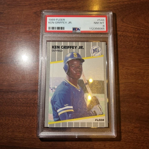 1989 FLEER KEN GRIFFEY JR #548 SEATTLE MARINERS HOF New Slab RC PSA 8 NM-MT
