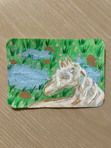 ACEO Original Acrylic Paint Horse Animal Art Painting By JocelynChavezArt
