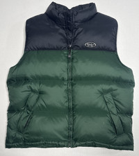 Eddie Bauer EBTEK Puffer Vest Mens L Nylon Goose Down Feathers Green Two Tone