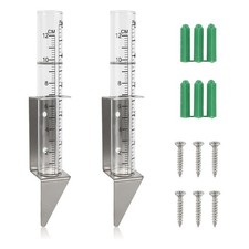 2pcs Rain Gauges Outdoor 5 Inch Capacity Glass Rain with 2 in 1 Stainless