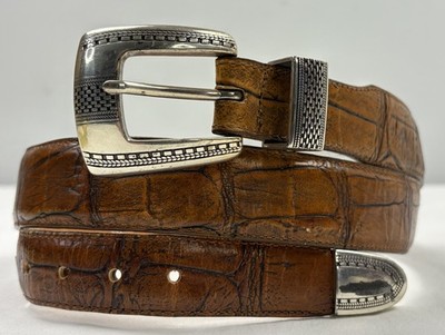 VTG 90s Onyx Brighton Alligator/Crocodile Embossed Belt  display picture 2