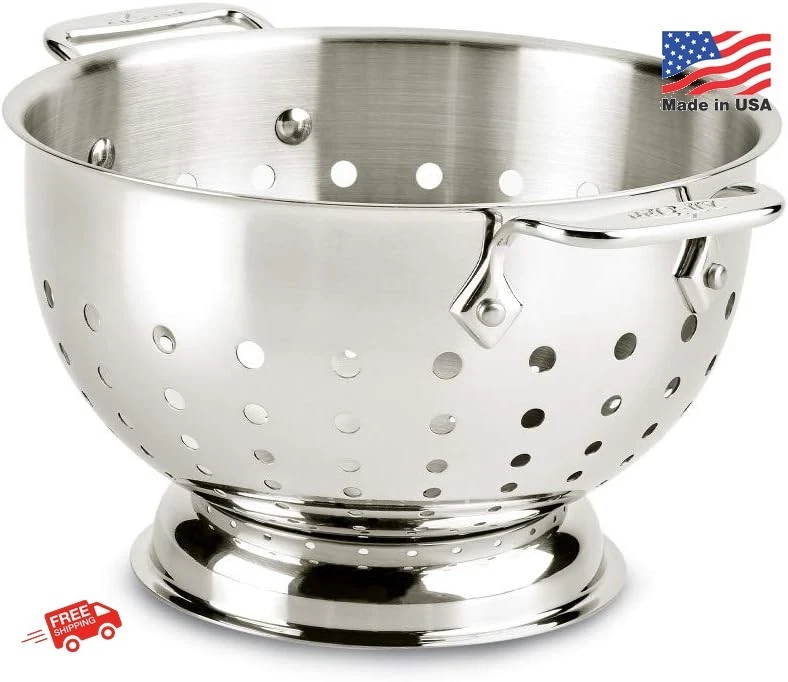 All-Clad Stainless Steel 3 Quart Colander Pasta Strainer Silver
