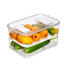 11" Food Storage Containers Set - Fridge Organizer Bins, Produce Saver, Stack...