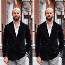 Black Velvet Men's Suits Formal Dinner Party Prom Wedding Groom Men Tuxedos