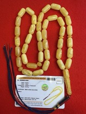 Certified Natural Baltic Amber Super White  Honey 54.8gr 9.5x19.4mm 39 Beads