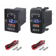 12V QC3.0 Type-C Dual USB Port Power Adapter Toyota USB Fast Car Charger Socket