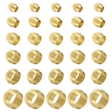 120Pcs Brass Compression Sleeve Ferrule Fit 1/8" 3/16" 1/4" 5/16" 3/8" 1/2" Tube