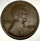 1914 P Lincoln Wheat Cent Penny VG Very Good 1c One Cent US Coin - 2464