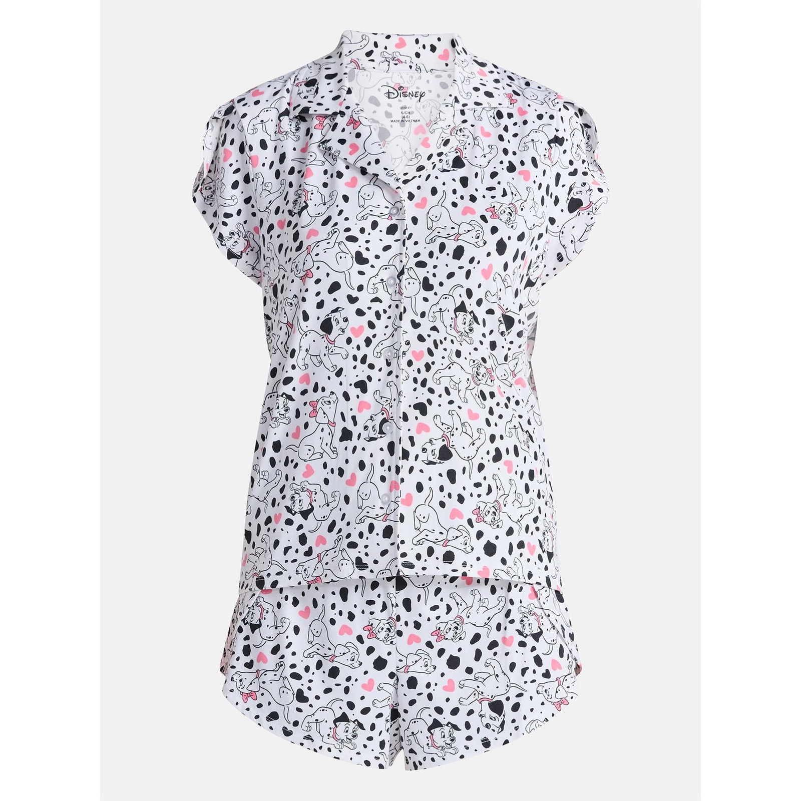 Juego de pijama corto para mujer Disney 101 Dálmatas, 2 piezas blanco pequeño