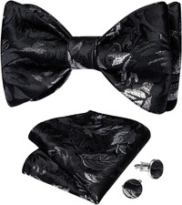 Men Bow Tie Paisley Striped Self-Bow Tie for Men and Silk Woven Bowtie Pocket Sq