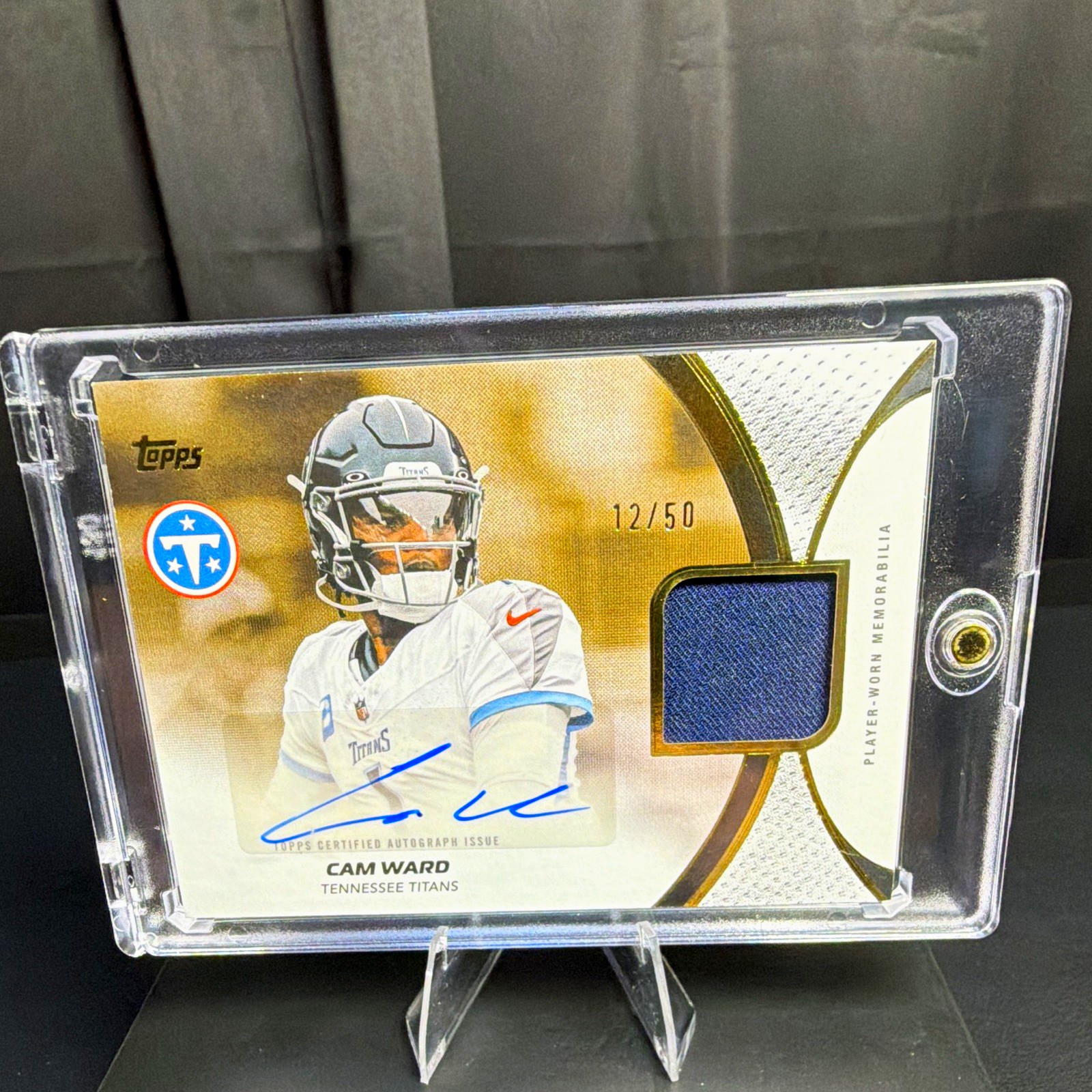 2026 Topps Flagship Cam Ward Gold Patch Auto /50 #NFMA-CW Titans RC 17/50