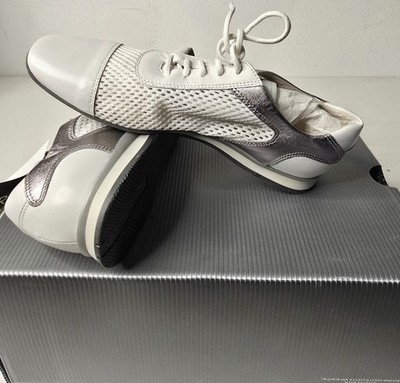  PRADA Linea Rossa Women's White Mesh Leather Sneakers Shoes  Size Us 6 NIB