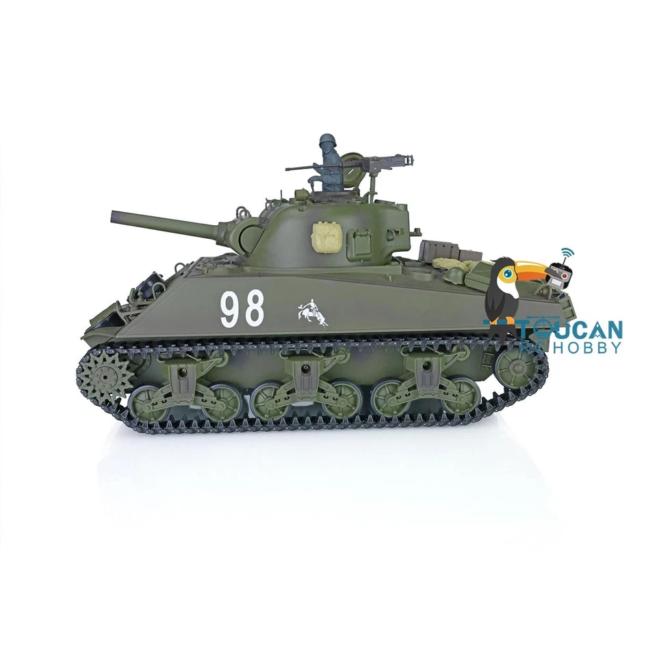 M4A3 Sherman Henglong RTR 1/16 7.0 Plastic RC Tank 3898 BB IR 340° Sound Lights - Image 2 of 4