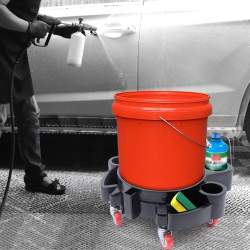 Bucket Dolly Car Wash Cleaning Trolly Mop Wash Drum Rolling Cart Heavy Duty
