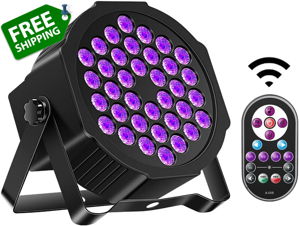36LED Black Lights, 72W UV Stage Lights Blacklight with Glow in the