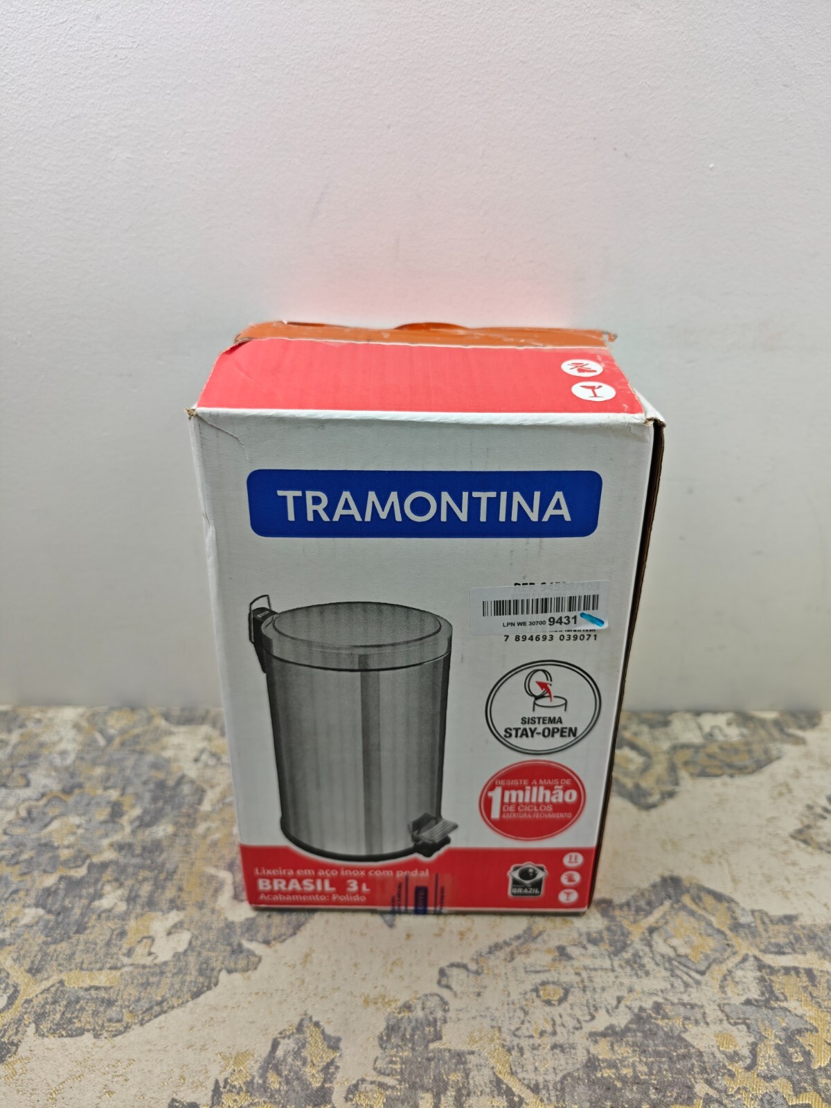 Tramontina 3L Pedal Bin – Stainless Steel Bathroom Bin with Lid, Removable Inn