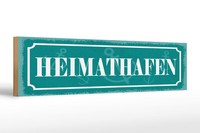 Holzschild Hinweis 46X10 Cm Heimathafen Blaues Schild