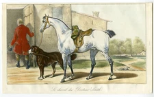 Antique Print-HORSE-DOCTOR SMITH-SADDLE-ROLL-RIDER-VERNET-Vernet-1880