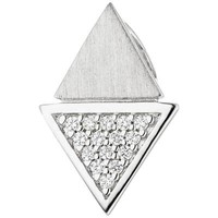 AnhäNger Halsschmuck Dreiecke Mit WeißEn Zirkonia 925 Silber Rhodiniert Teilmatt