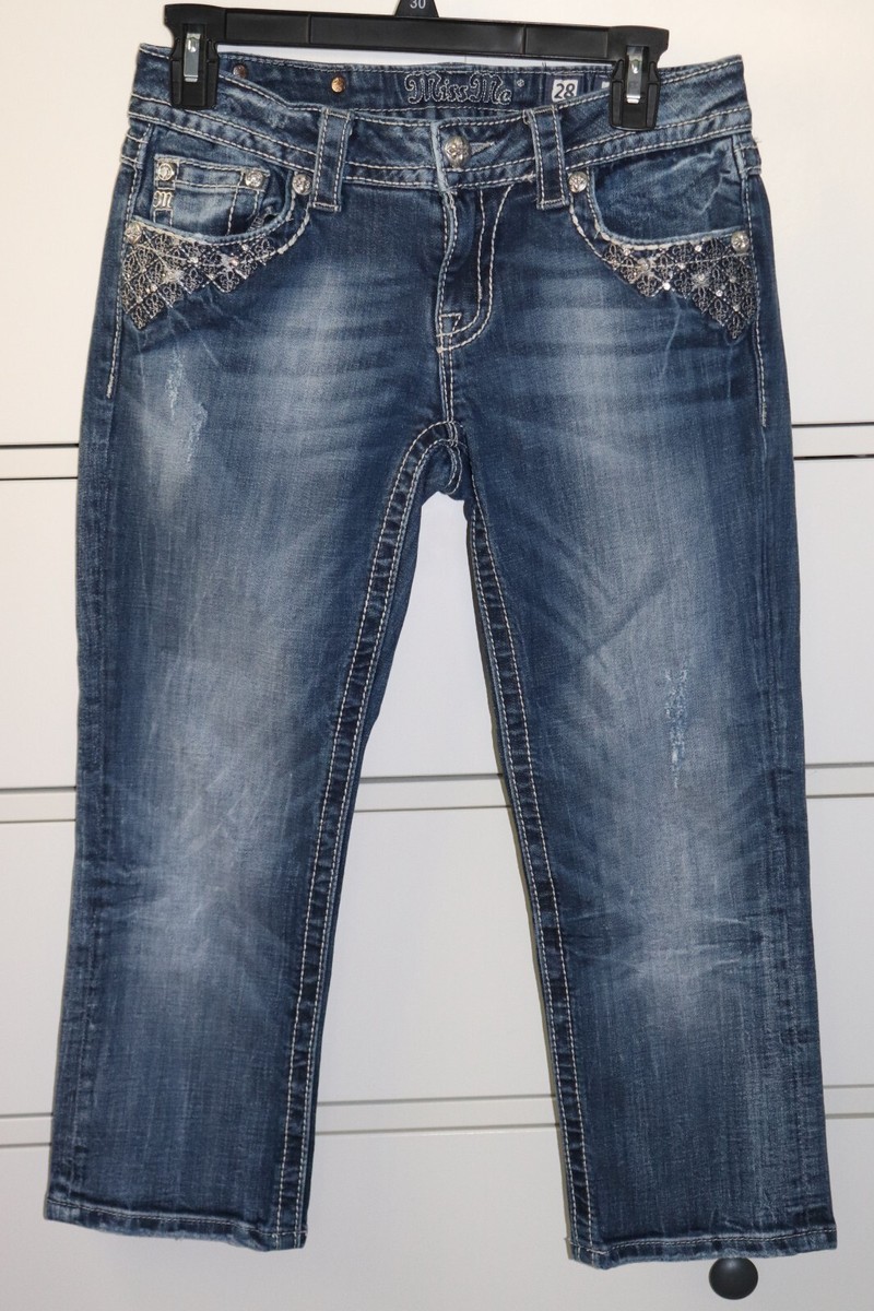 Miss Me Cuffed Capri JP5810P Embellished Jeans size 28 x 22