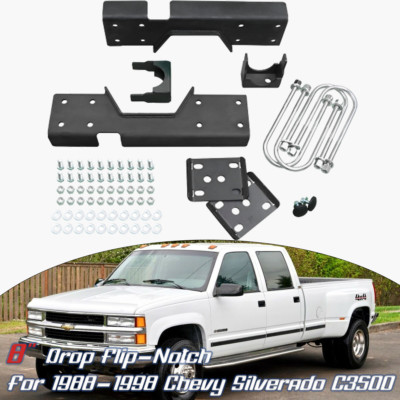 labwork 6 Inch Rear Axle Drop Lowering Flip Kit & C-Notch Rear Support for 1988-1998 Silverado