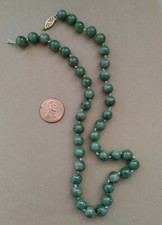 vintage nephrite green jade round beads qty 42 ea 8mm knotted necklace repair