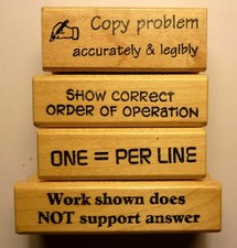 Teacher's Math Set of 4 wood-mounted rubber stamps