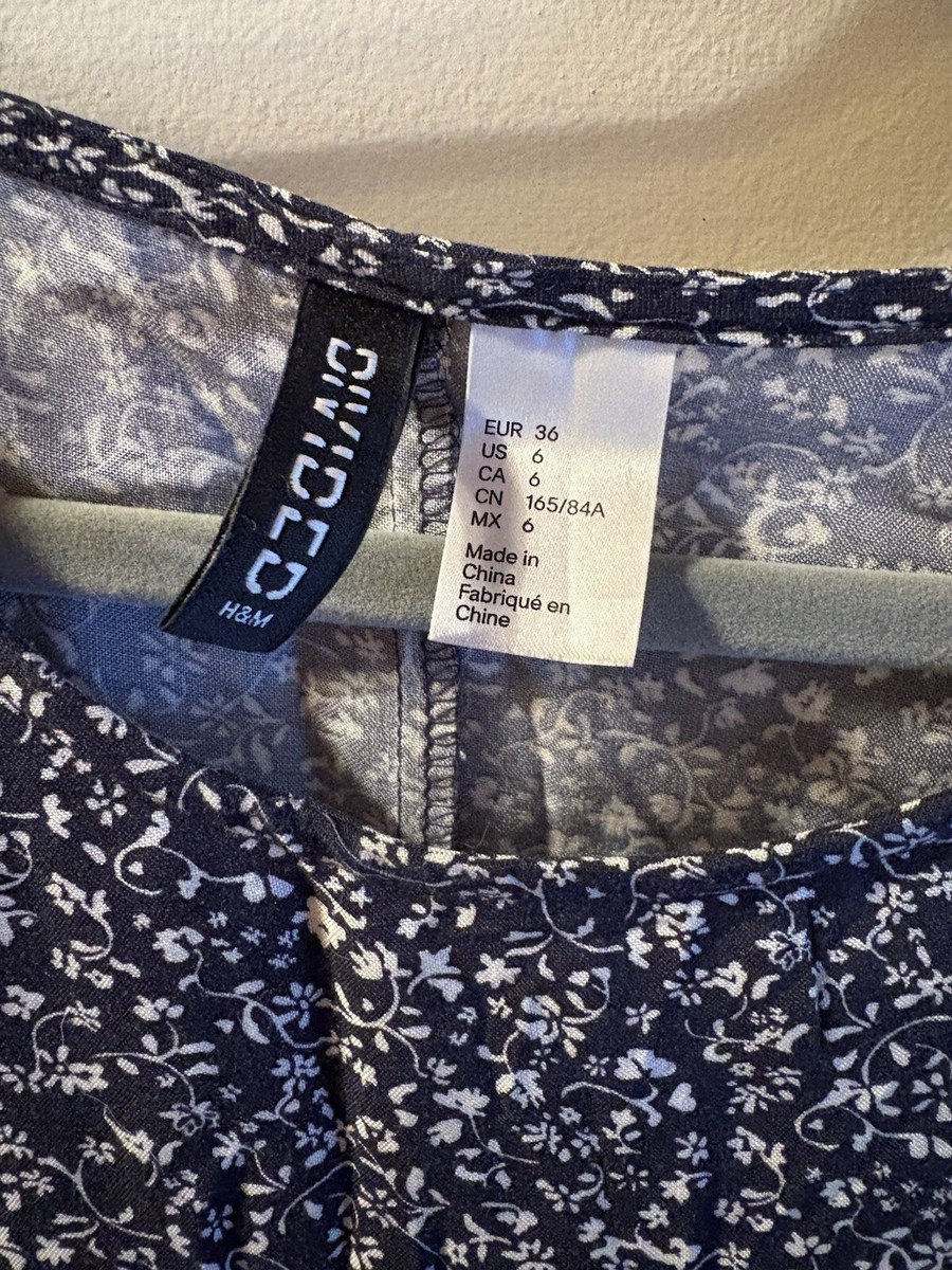 H&M Mini Blue Dress With White Floral Print Size S | eBay