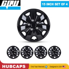 15 Wheel Covers Snap On Full Black Hub Caps Trim Rings Fit R15 Tire Steel Rim