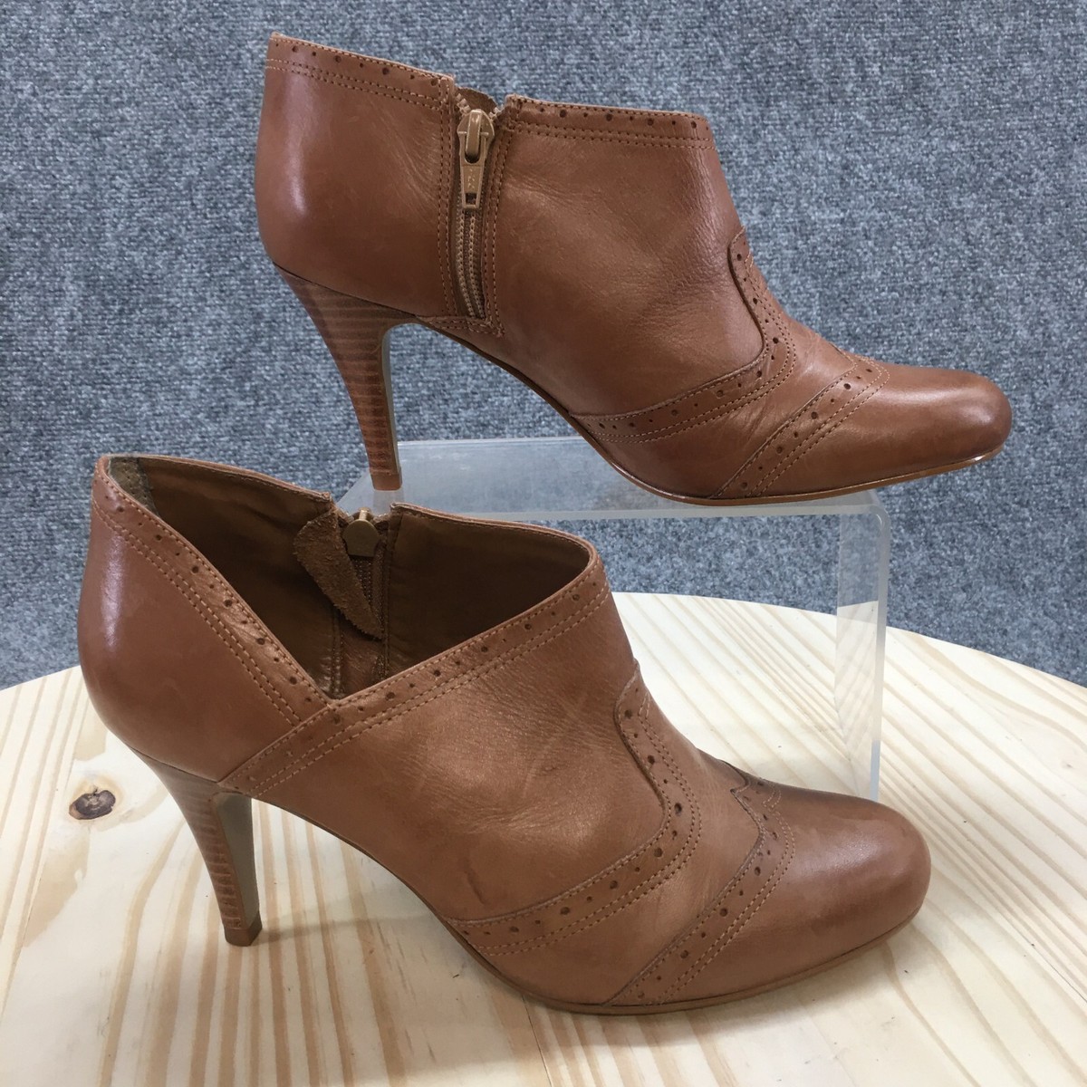 Marquis Boots Womens 38 Wing Tip Ankle Booties Heels Casual Brown Leather  Zipper | eBay