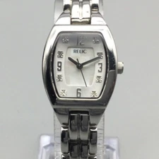 Relic Watch Women ZR34039 21mm Silver Tone MOP Mosaic Dial New Battery 6.75"