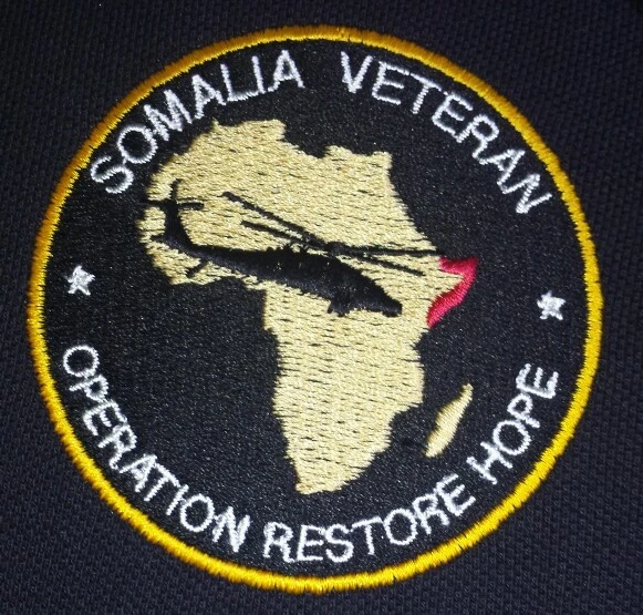 SOMALI SOMALIA VETERAN Black Hawk Patriotic Military Embroidered Polo Shirt