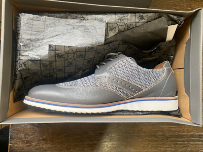 Stacy Adams Mens Grey Leather Knit Wingtip Oxford Shoes 25450-020 Size 11M Stacy Adams Locke Wingtip Oxford Knit Smooth Leather Shoes  main image 3