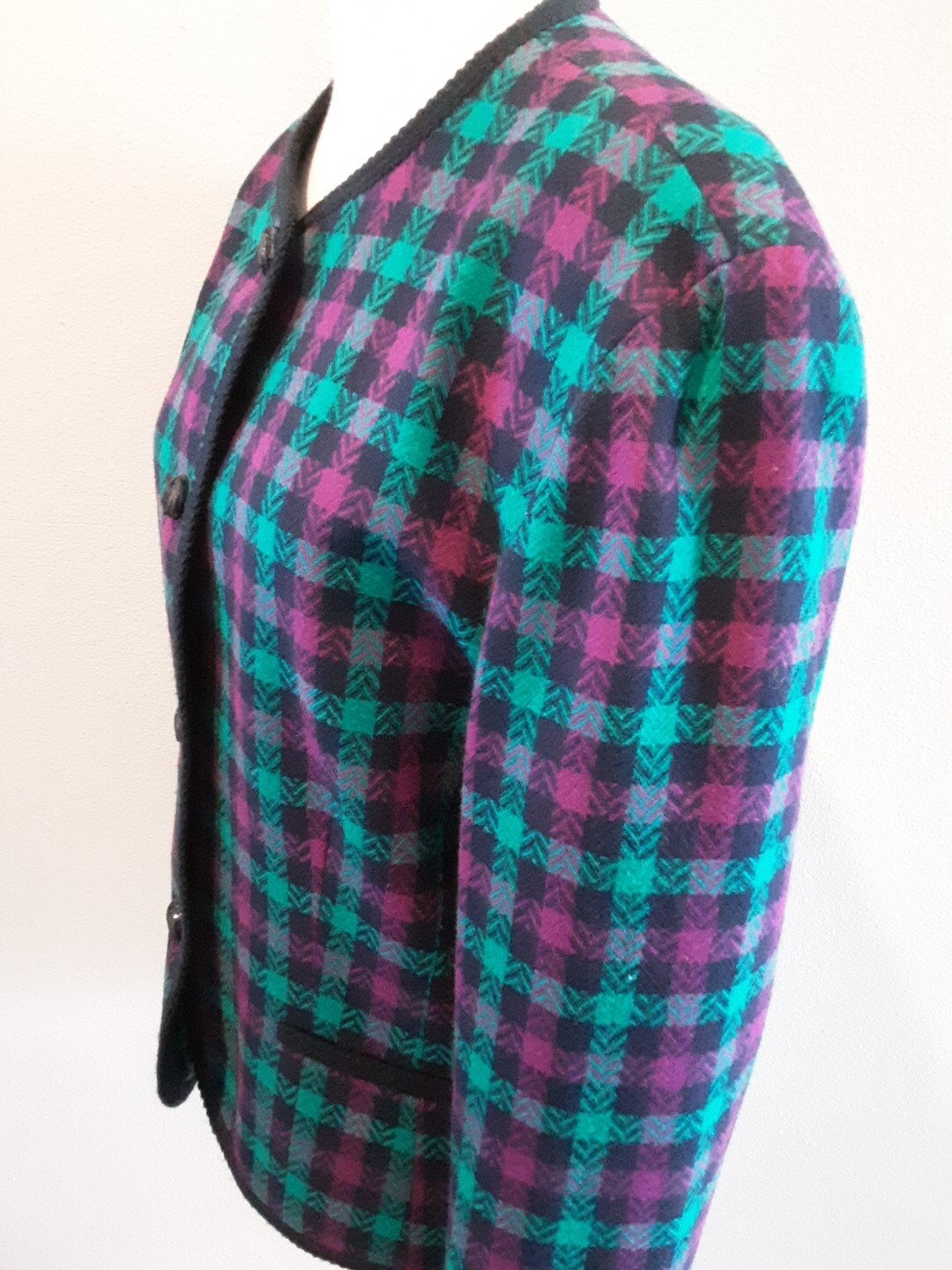 PENDLETON CLASSIC SHORT JACKET Large Check Fuschi… - image 9